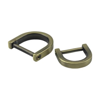 2-Piece Metal Detachable D-Ring Open Shackle Clasps for Leather Craft, Bag Straps and Handles, Bronze, 25 mm ID