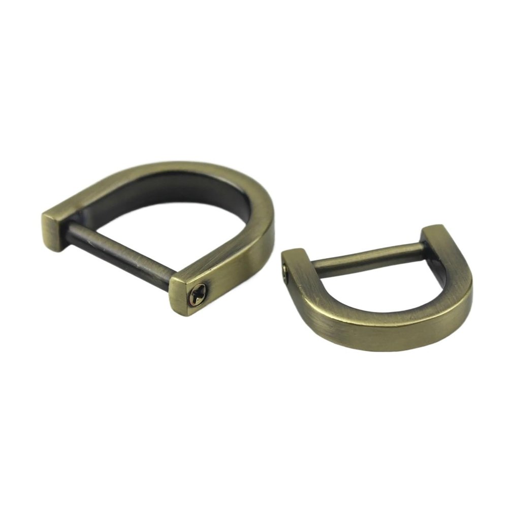 2-Piece Metal Detachable D-Ring Open Shackle Clasps for Leather Craft, Bag Straps and Handles, Bronze, 25 mm ID