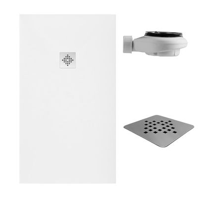 SoulHome Resin Shower Tray 130 x 75 cm, White, Standard Drain Grate