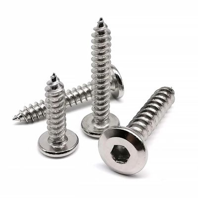 WUPNGS Self-Locking Self-Tapping Wood Screws, 50-Pack, 304 Stainless Steel, Hex Socket, Flat Wafer Head (16 mm, M3)