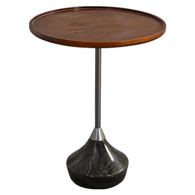EINES Modern Wooden Side Table with Marble Base