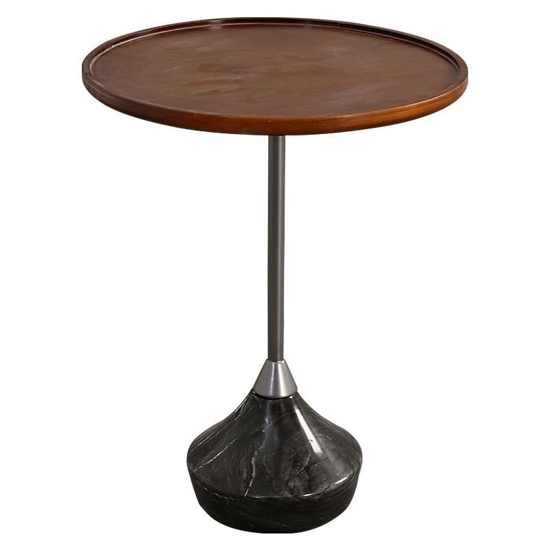 EINES Modern Wooden Side Table with Marble Base