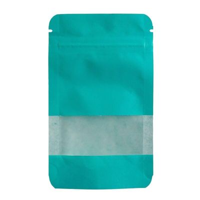 Weedness Kraft Paper Bags, Turquoise, 50 Count, 14 x 8.5 cm, with Viewing Window
