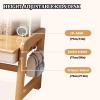 Yadlan Height-Adjustable Kids' Desk with Cabinet, Drawers, Hooks, and Storage, Solid Wood, White, 120 cm view 3
