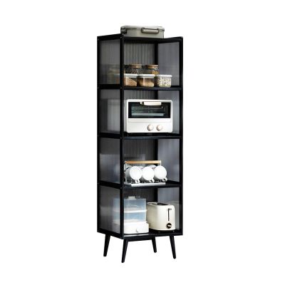 Acrylic Kitchen Cabinet, Multi-Tier Design, Black (42 x 33 x 136 cm)