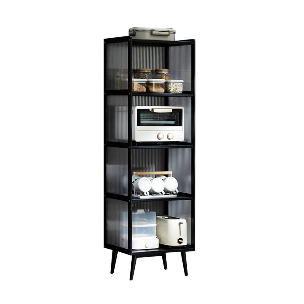 Acrylic Kitchen Cabinet, Multi-Tier Design, Black (42 x 33 x 136 cm)