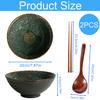 Sightday 2-Piece Noodle Bowl Set, 1,200 ml Ceramic Bowls for Pasta, Snacks, Soup, Salad and Muesli, Green, with Ramen Spoons and Chopsticks view 2