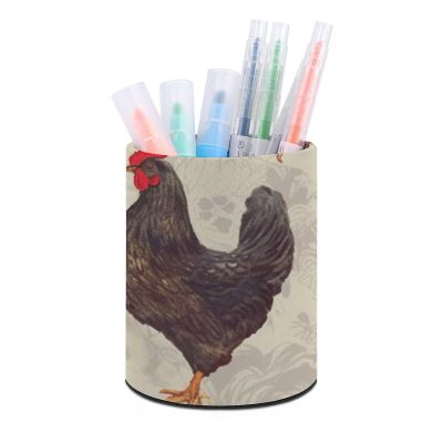 Leather Pen Holder with Chicken Print