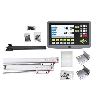 VChics Linear Scale Encoder Set, 2-Axis LCD DRO, 9 Languages, 2 × 50/1000 mm Linear Scales for Lathe and Milling Machine (0.005 mm)