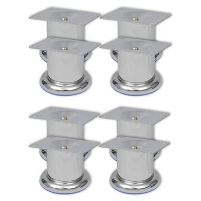 LXYZWRW Round Chrome Sofa Legs, 60 mm, 8-Pack
