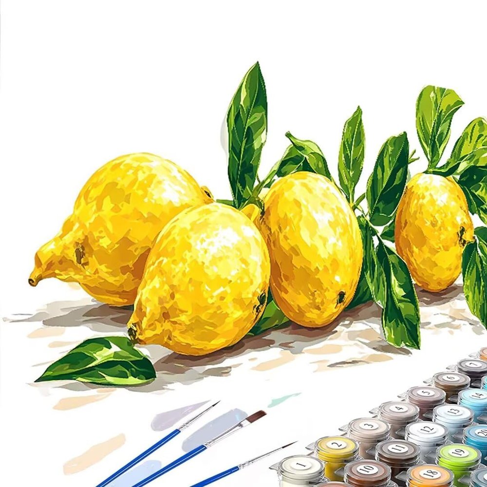 Lemon Paint by Numbers Kit for Adults and Kids, 40 x 80 cm, Unframed