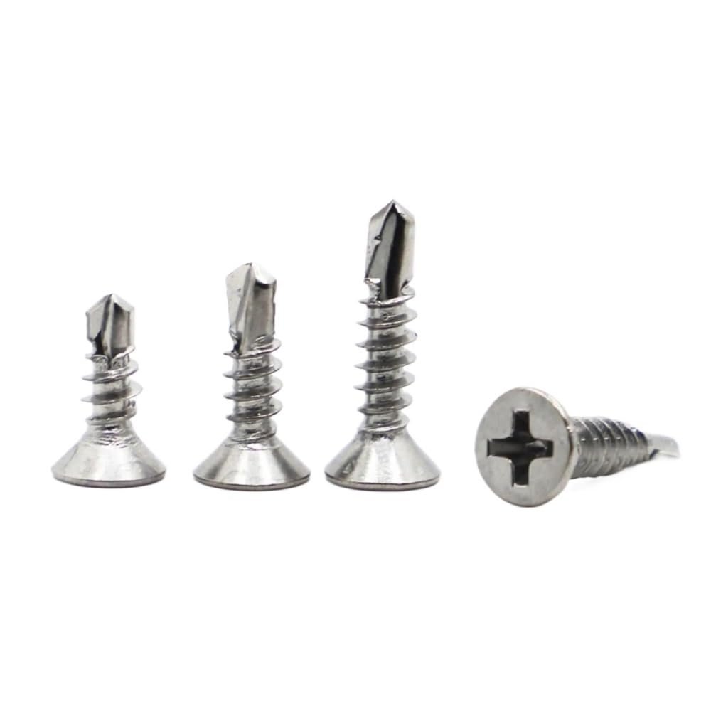 10/20-Piece 410 Stainless Steel Flat-Head Self-Drilling Tapping Screws, M3.5–M6.3 (16 mm, M5.5, 10 pcs)