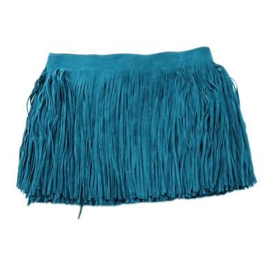 Anevous 1 m x 10 cm Blue Suede Tassel Fringe Trim