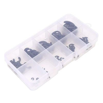 120-Piece E-Clip Snap Retaining Ring Set, Black Manganese Steel, 1/5/10 mm