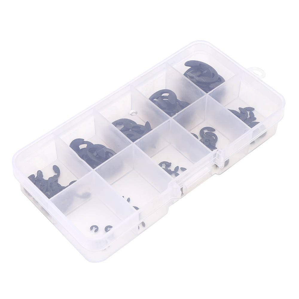 120-Piece E-Clip Snap Retaining Ring Set, Black Manganese Steel, 1/5/10 mm