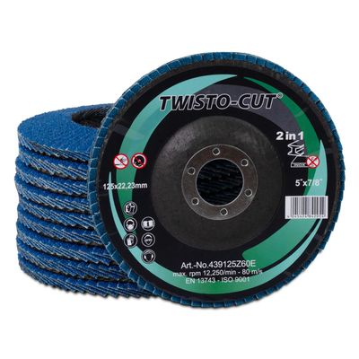 Flap Discs 125 mm Grit 40, 10-Pack, Blue, for Metal, Steel & Wood