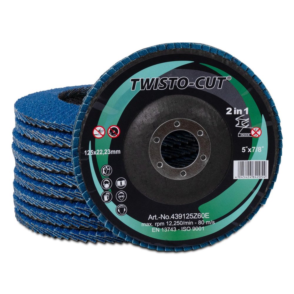 Flap Discs 125 mm Grit 40, 10-Pack, Blue, for Metal, Steel & Wood