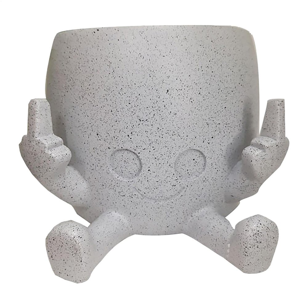 Hugsweet Smiling Face Hanging Planter with Raised Middle Fingers