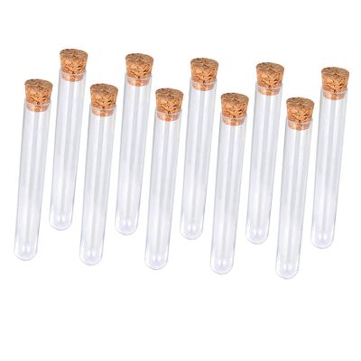 Clear Plastic Test Tubes with Cork Stoppers, 24-Pack