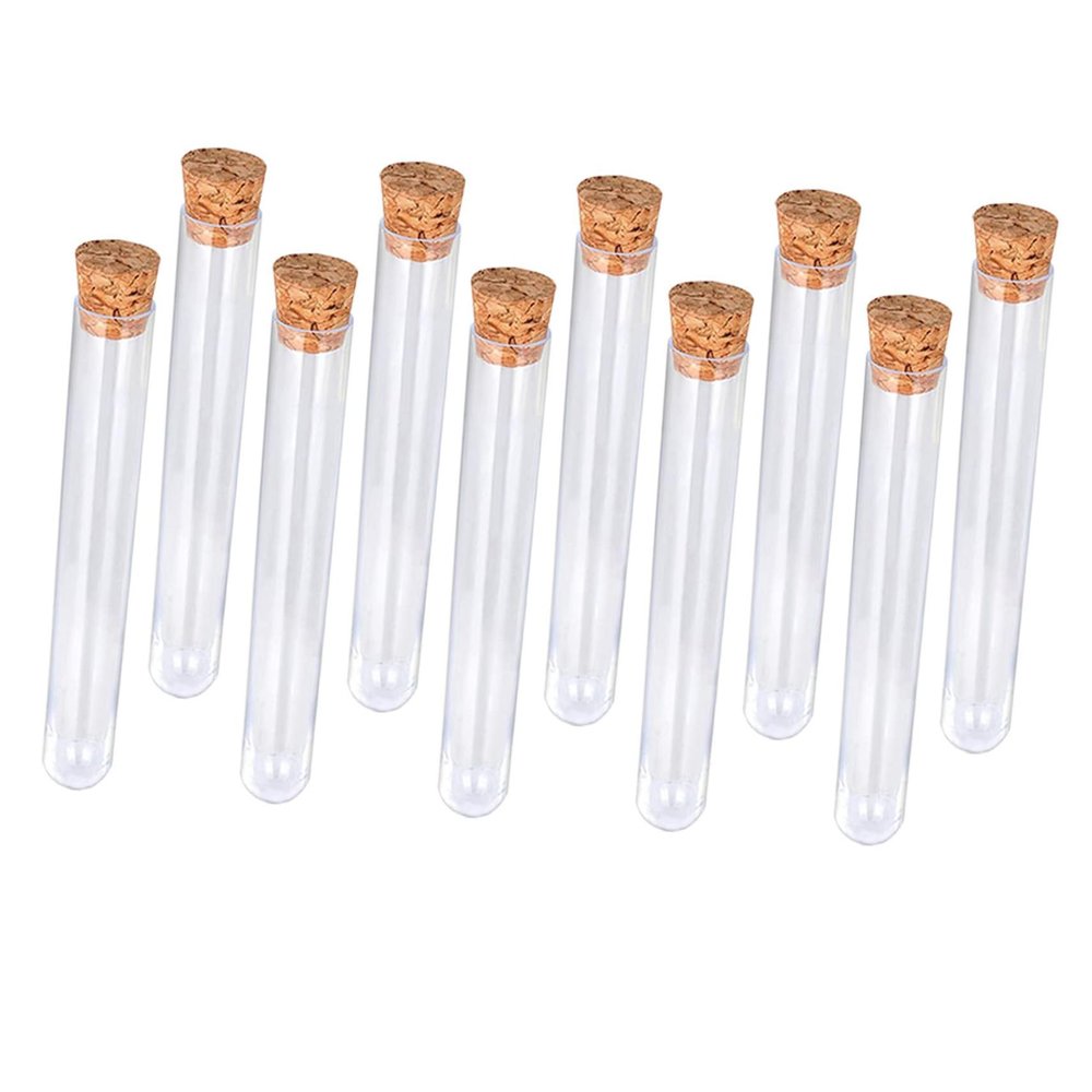 Clear Plastic Test Tubes with Cork Stoppers, 24-Pack
