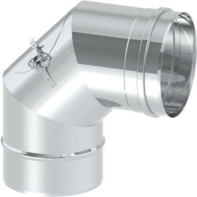 Single-Wall 90° Stainless Steel Chimney Cleaning Elbow with Inspection Opening, 140 mm