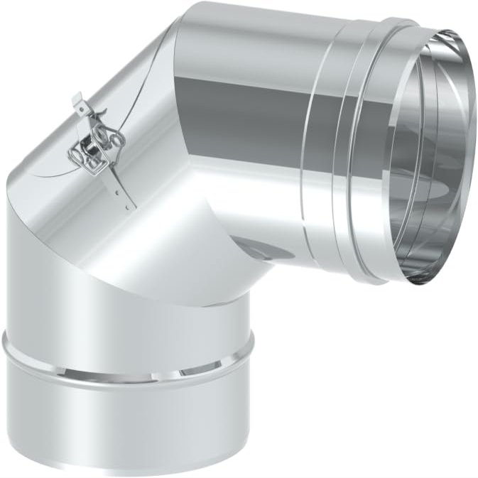 Single-Wall 90° Stainless Steel Chimney Cleaning Elbow with Inspection Opening, 140 mm