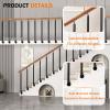 Outdoor Stair Railing, Black Wrought-Iron Adjustable Side-Mount Posts, 75 cm view 3