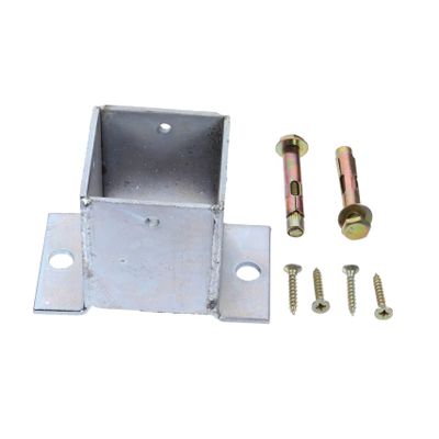 Silver Stainless Steel Fence Post Base with Anchor Foot