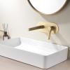 BiaoTeng Wall-Mount Bathroom Sink Faucet, Brushed Gold view 2