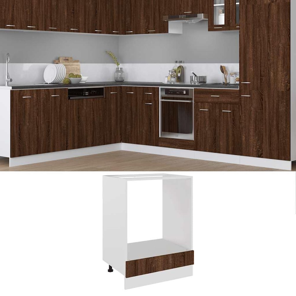Myheimly Kitchen Base Cabinet, Oven Housing Cabinet, Brown Oak Look, 60 x 46 x 81.5 cm