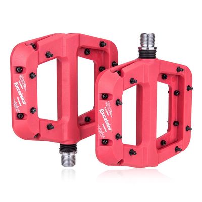 SHUNMIN MTB Bike Pedals, Non-Slip Platform Flat Pedals, 9/16-Inch, Red