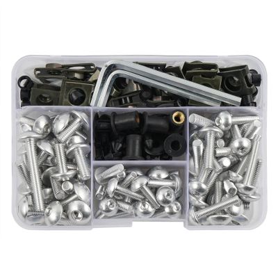 YSSLYEU Motorcycle Screws and Nuts for Transalp, NX650 and FMX650, 190-Piece CNC Full Fairing Screw Kit, Silver