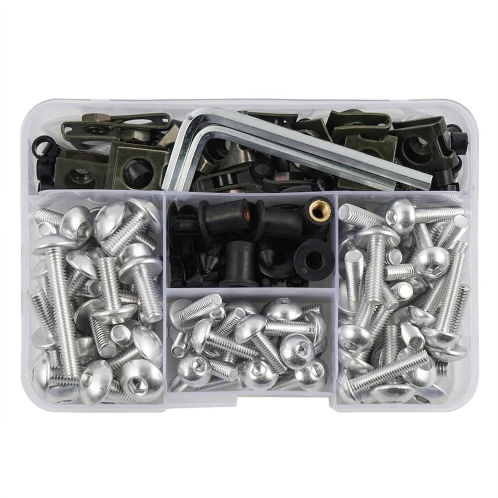 YSSLYEU Motorcycle Screws and Nuts for Transalp, NX650 and FMX650, 190-Piece CNC Full Fairing Screw Kit, Silver