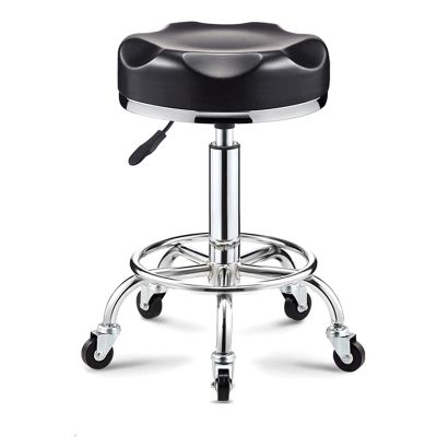 SZPLLZY Rolling Adjustable Swivel Stool with Wide Round Seat, Black