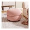 JTWWDM Round Ottoman Footstool, Upholstered Wool-Plush Pouf Stool, Lambswool Makeup Stool for Small Spaces, 35 x 35 x 22 cm (14 x 14 x 9 in) view 1