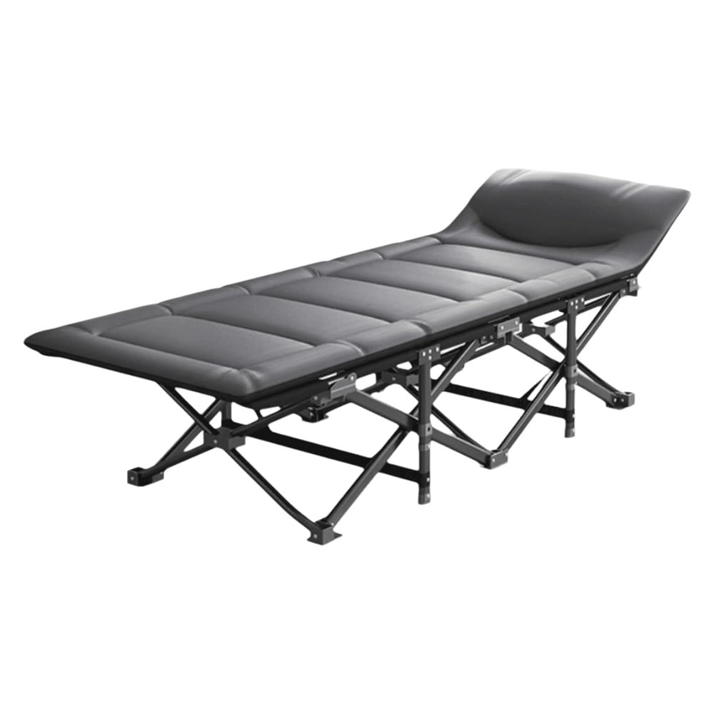 GddOGUK Folding Steel Camping Cot with Mattress and Headrest