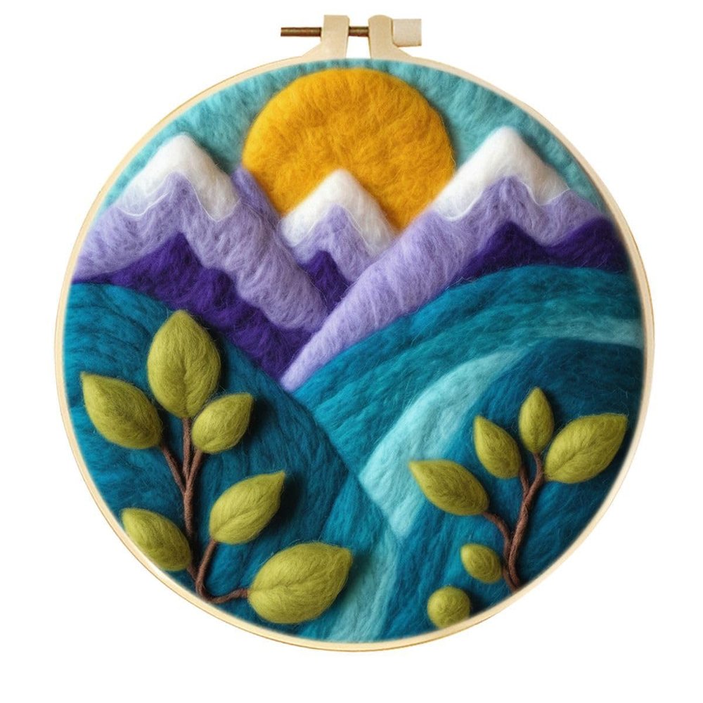 WallustrioaW Needle Felting Kit for Beginners, Mountain Forest Landscape, 8 x 8 in