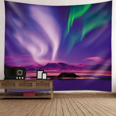 Homxi Aurora Landscape Wall Tapestry, 260 x 240 cm, Purple and Green