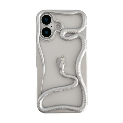 FLIRACON Case for iPhone 14 Pro, 3D Snake Design, Silver