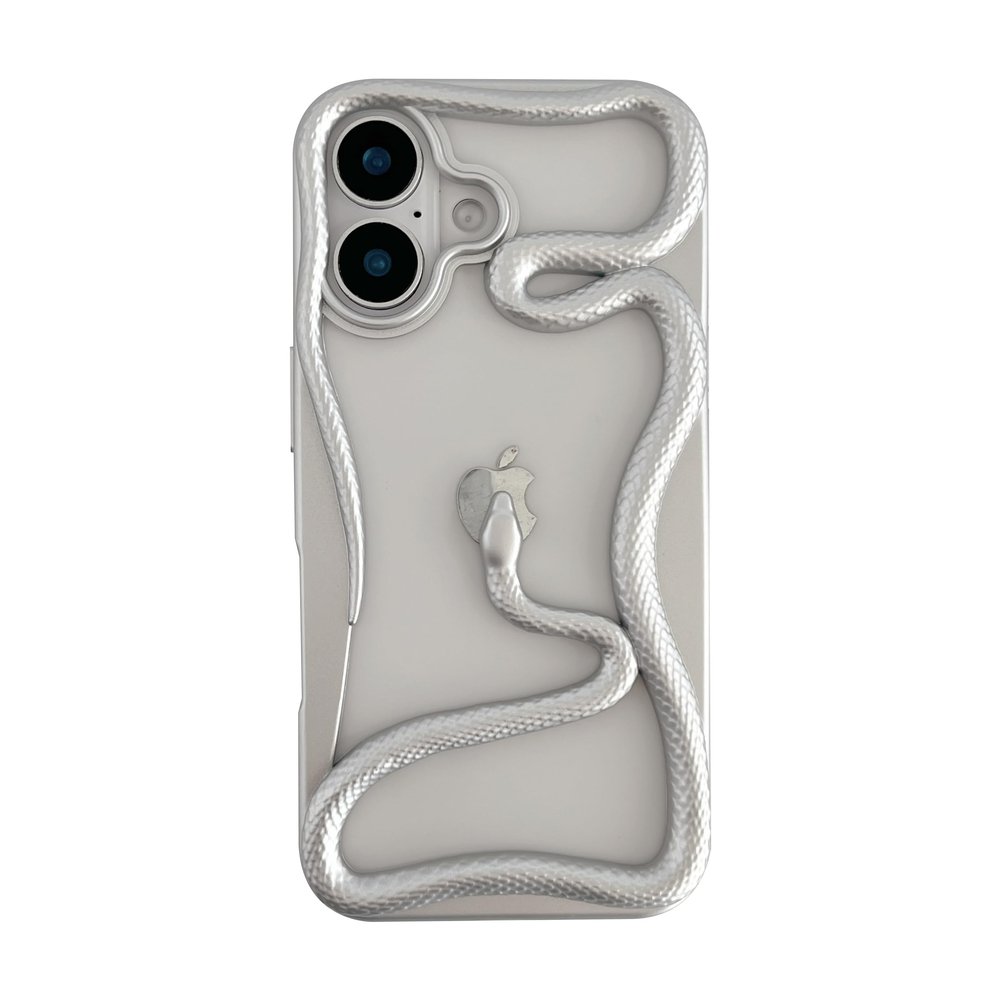 FLIRACON Case for iPhone 14 Pro, 3D Snake Design, Silver
