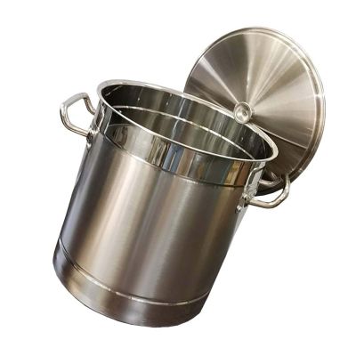 THEGA Large Stock Pot with Lid, 304 Stainless Steel, for Commercial or Household Use, Gas or Induction Cooktops (15–80 L)