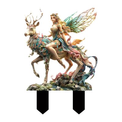 MagiDeal Charming Gardens Elf and Deer Garden Stake