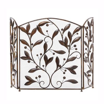 3-Piece Freestanding Fireplace Screen, Wrought Iron