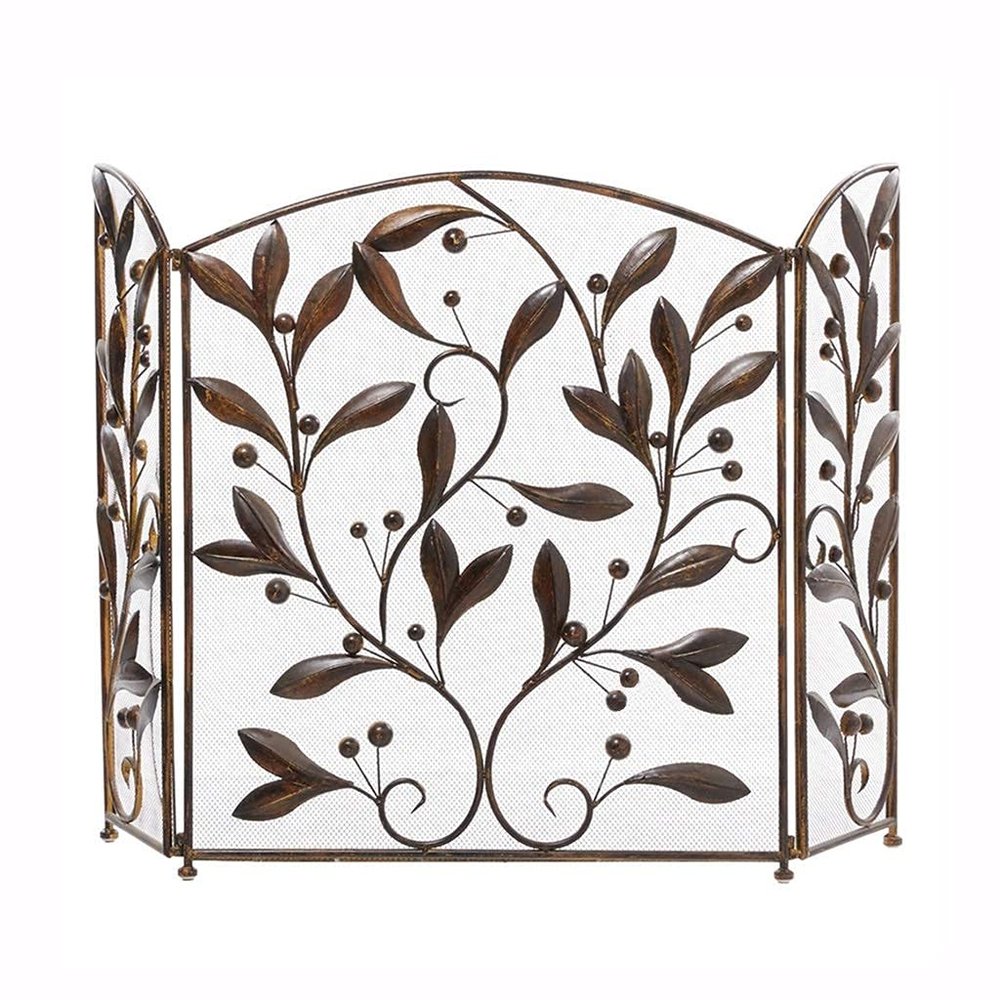 3-Piece Freestanding Fireplace Screen, Wrought Iron