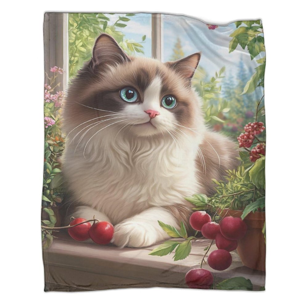 DCABEIOOE Ragdoll Cat 3D Printed Flannel Throw Blanket, 40 x 50 in (100 x 130 cm)