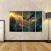islandburner Golden Dragon Flying Over Mountains Canvas Wall Art view 2