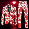 RUMAOZIA Men's Valentine's Day Suit, 2-Piece Slim-Fit Suit with Heart Print view 3