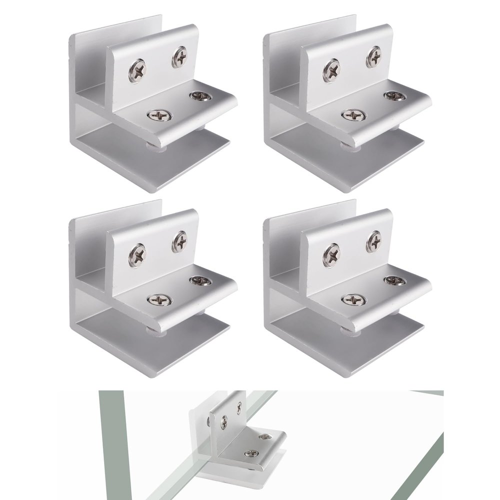 Lyeteung 4-Piece 13.5 mm Glass Clamps, Aluminum Alloy Glass Holders, Adjustable Glass Connectors, 90-Degree Clips for 10–13 mm Glass