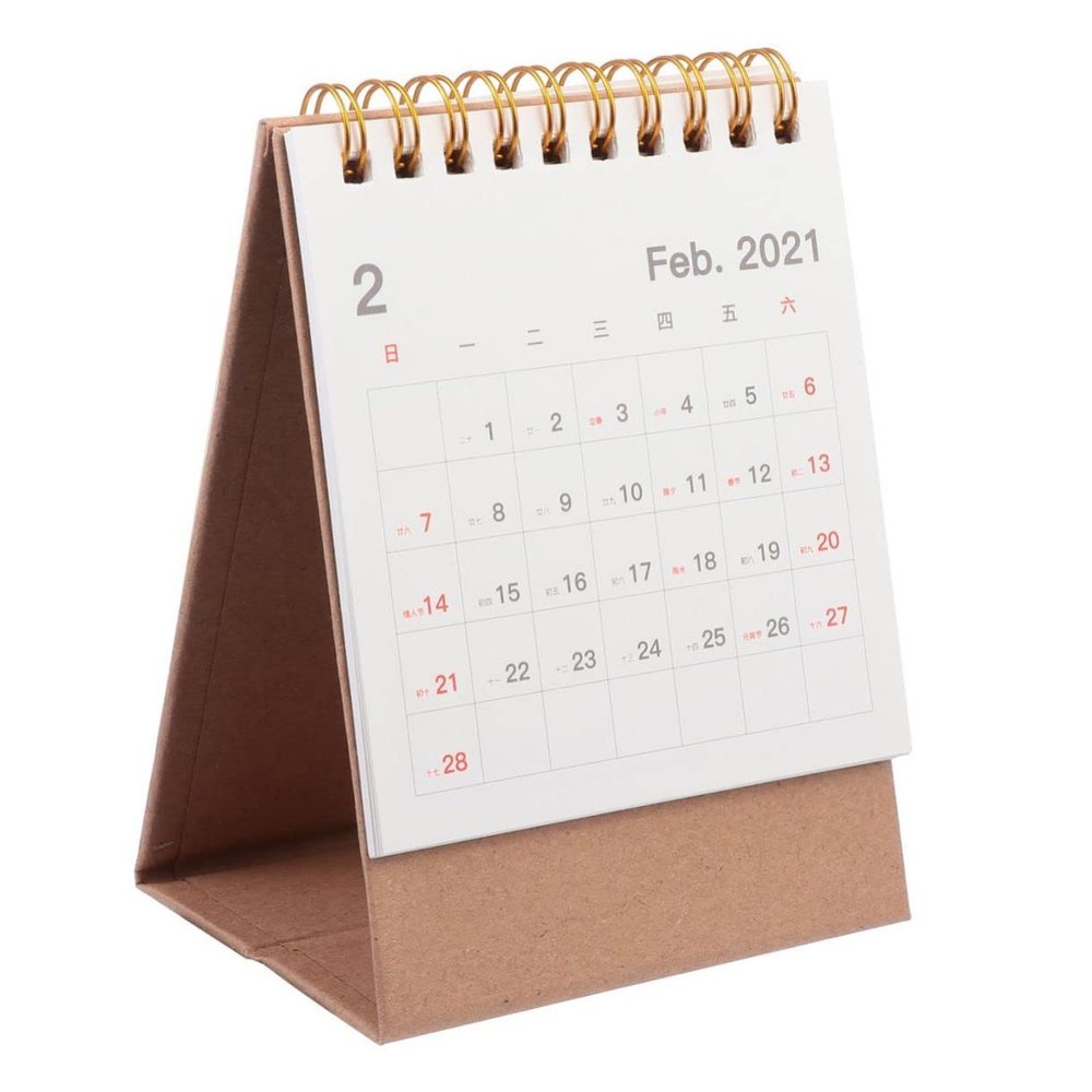 DIYEAH Desk Calendar for Office, Paper Calendar with Note Function, Spiral-Bound, Space-Saving and Practical