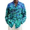Men's Long-Sleeve 1970s Shirt, 1980s Carnival Costume Shirt, 1960s Hippie Disco Hawaiian Shirt with Psychedelic Patterns and Button-Down Collar view 1